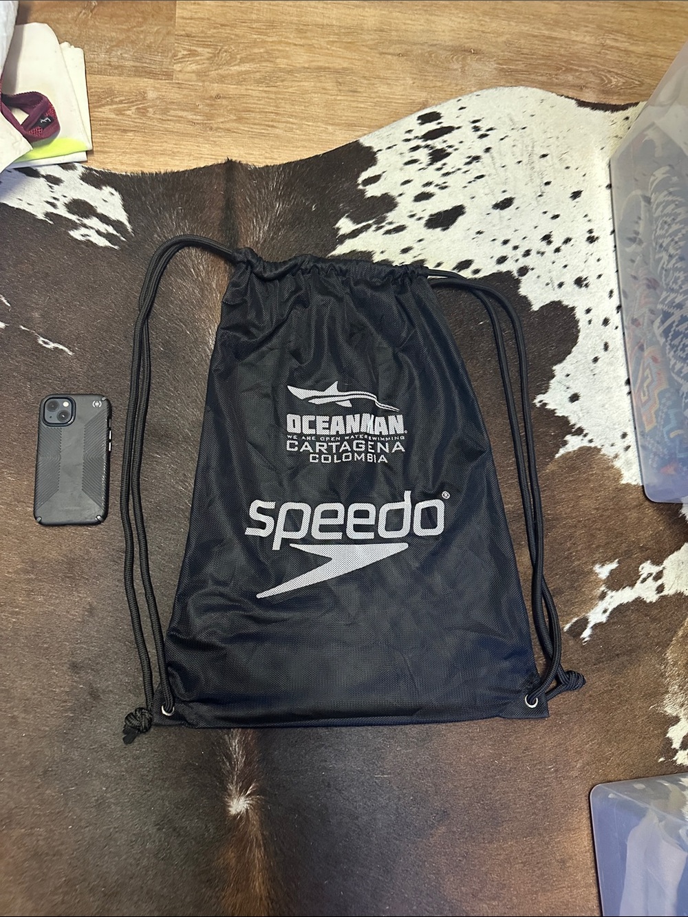 Speedo Black Drawstring Swim Sack with White Logos